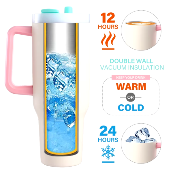 BPA free Double Wall Vacuum Cups Custom Flask Mugs 40Oz Tumbler Handle