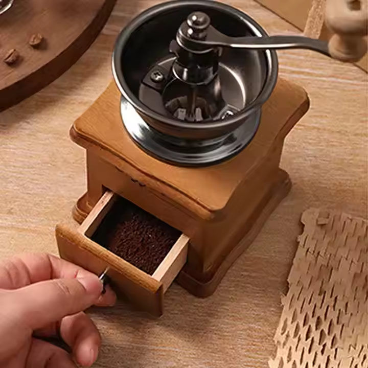 wooden manual coffee maker french style