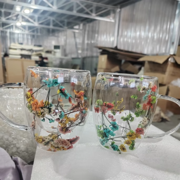Double Wall Glass Teacups Dried Flower Mug