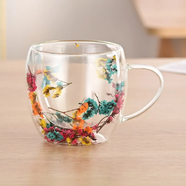 Double Wall Glass Teacups Dried Flower Mug