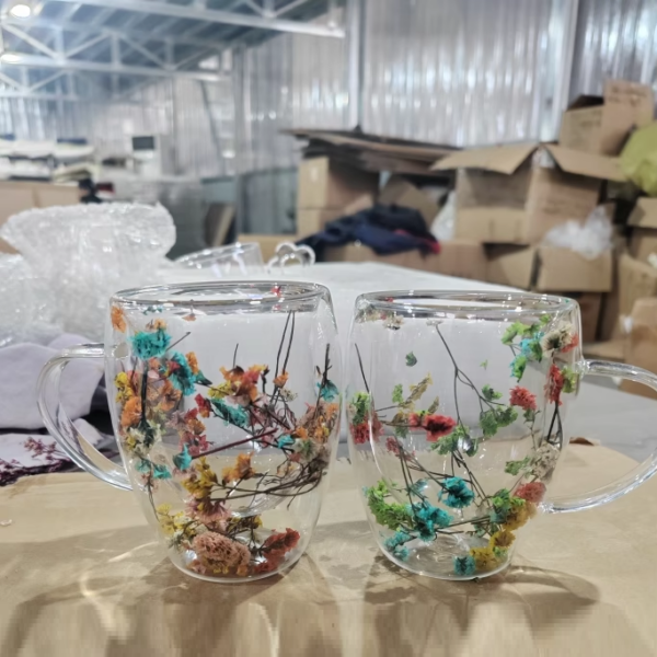 Double Wall Glass Teacups Dried Flower Mug