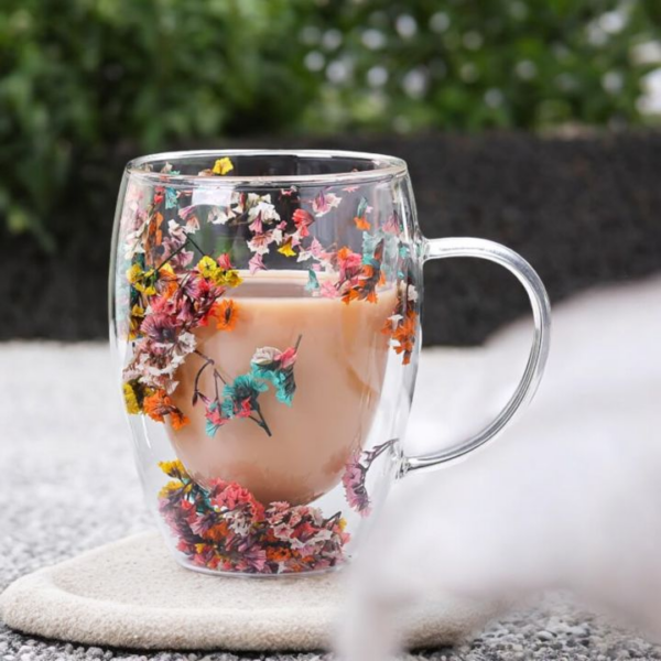 Double Wall Glass Teacups Dried Flower Mug