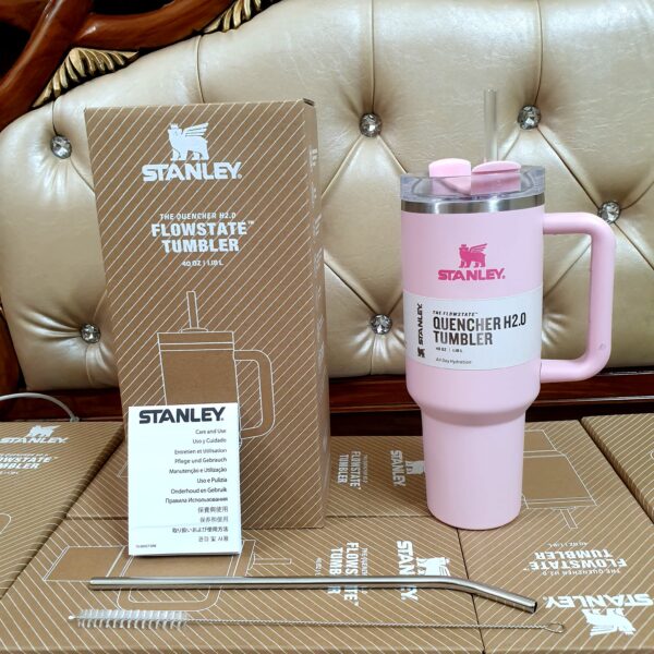 Double Wall Vacuum Tumbler Flask Mugs 40Oz With Handle lite pink premium