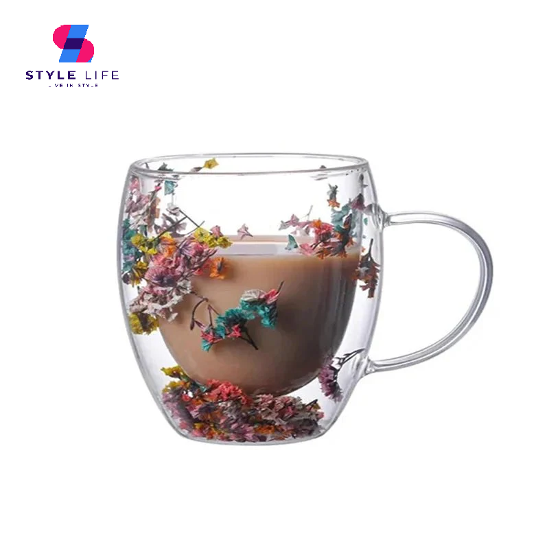 Double Wall Glass Teacups Dried Flower Mug