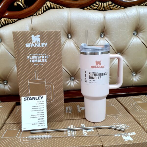 best BPA free Double Wall Vacuum Tumbler Flask Mugs 40Oz With Handle blush cream colour premium