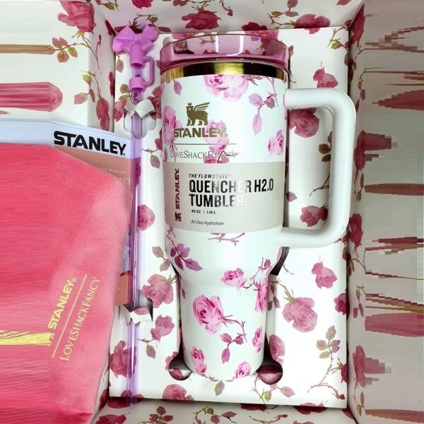 Tumbler mug flusk insulated stainless steel double wall floral design