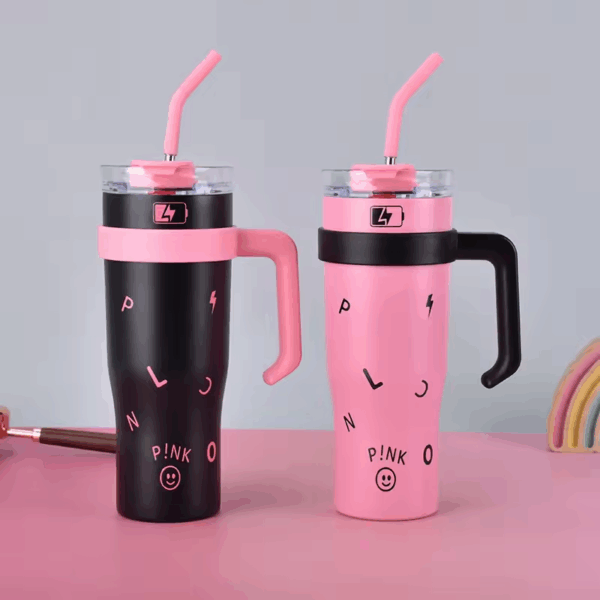 Tumbler with Handle and Straw Lid Vacuum Insulated Water Bottle Straw Cover Silicone Boot Leak-proof Travel Coffee Cup 1.2 Liter