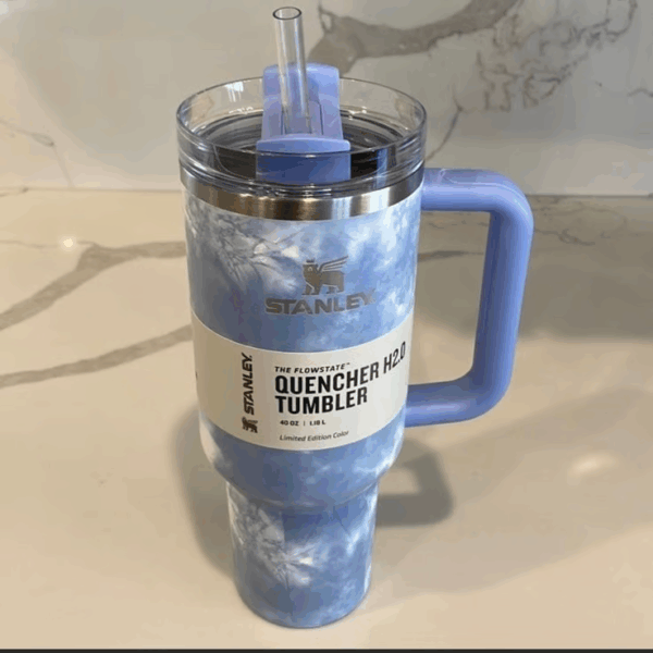 Peach Tie Dye blue tumbler