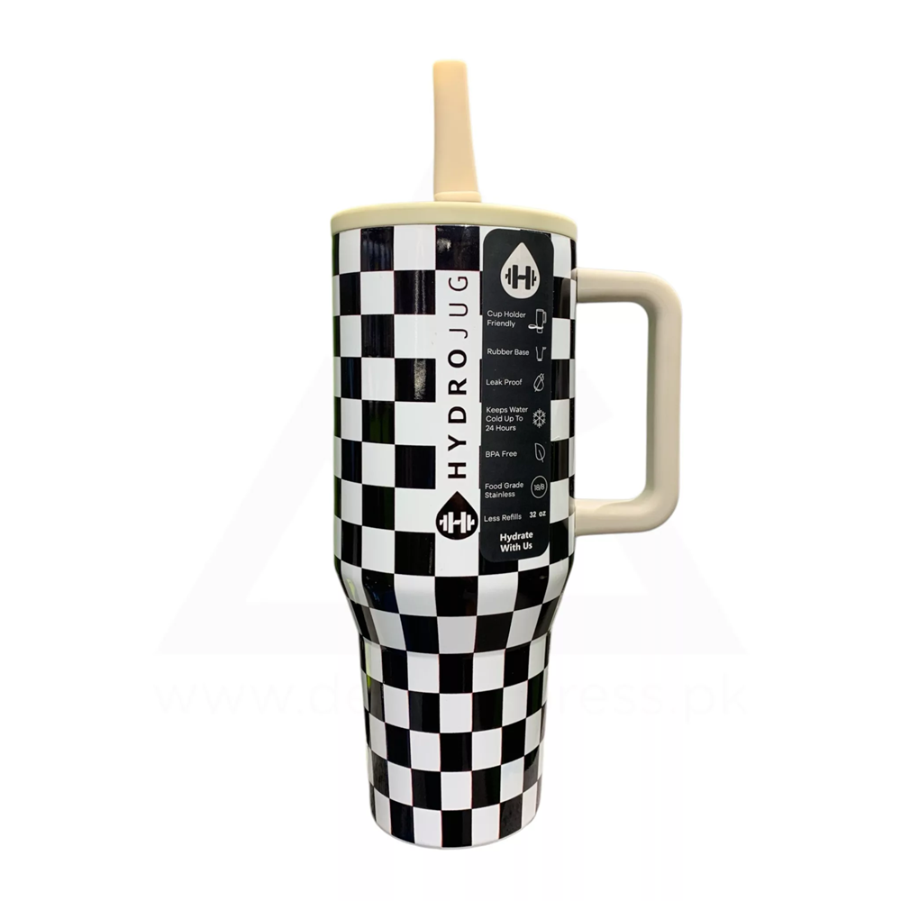 HydroJug Aubrie Checkers Traveler 40oz Stainless Steel Flip Straw