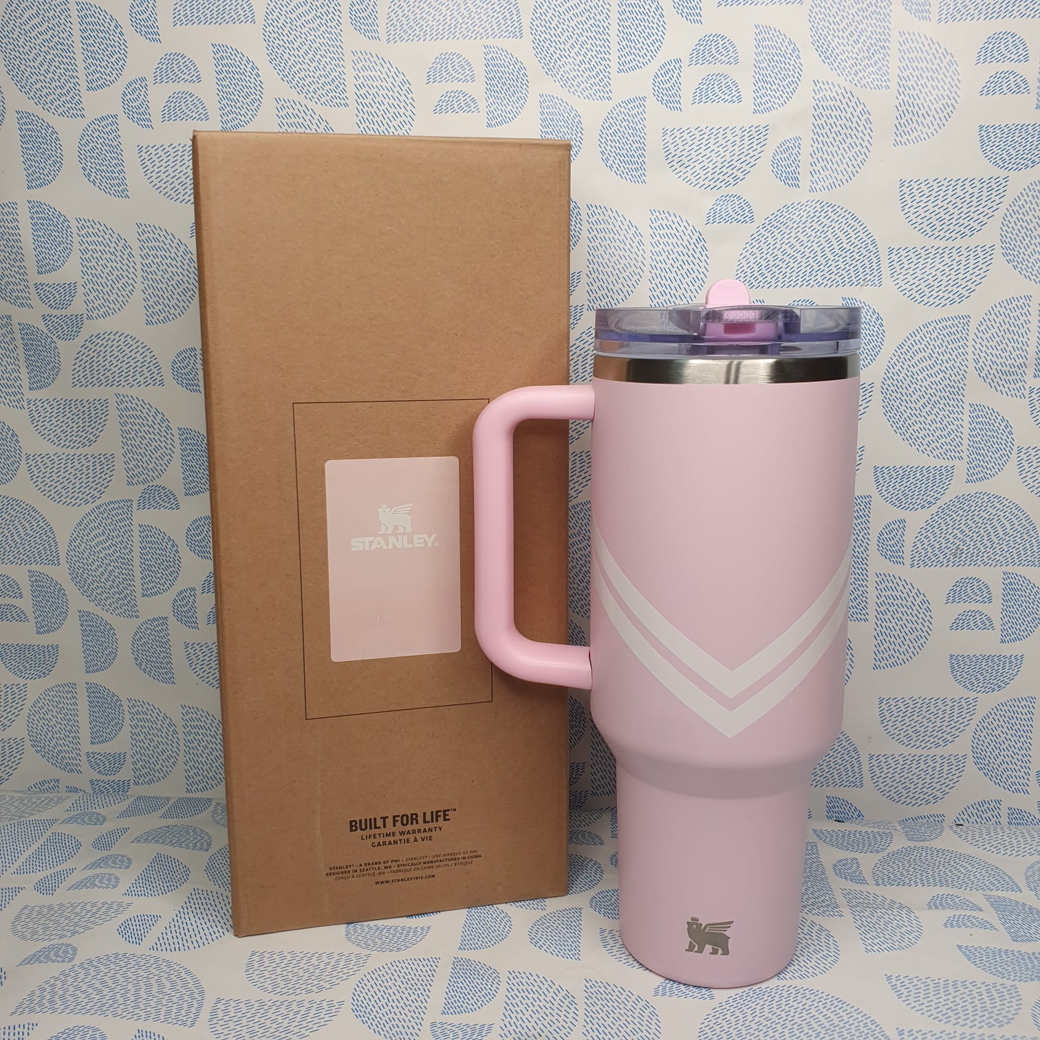 Stanley Protour Flip Straw Baby Pink Chevron 40oz Tumbler - Image 7