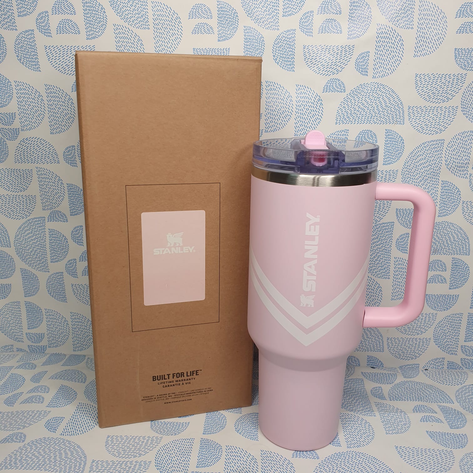 Stanley Protour Flip Straw Baby Pink Chevron 40oz Tumbler
