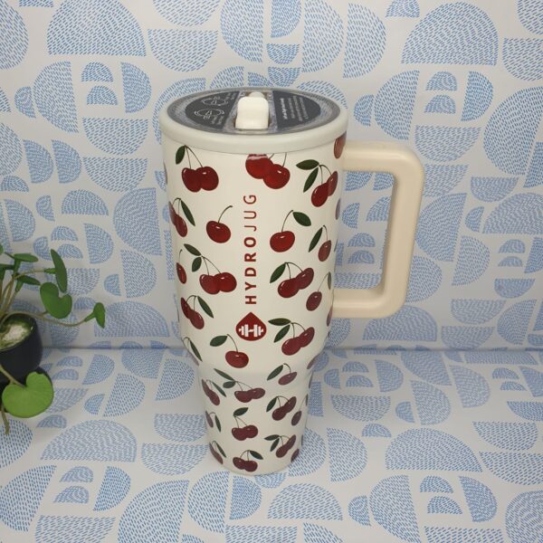 HydroJug Travel 40 Oz Water Bottle With Handle & FlipStraw - Cherry Print - Image 3