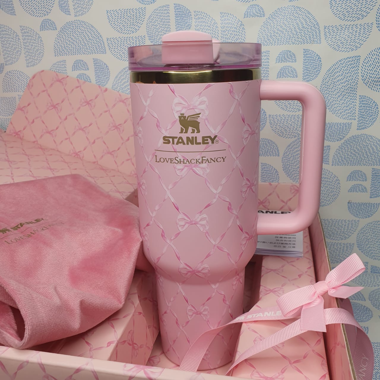 Stanley LoveShackFancy Baby Bow Pink Peppermint Tumbler – 40oz - Image 5