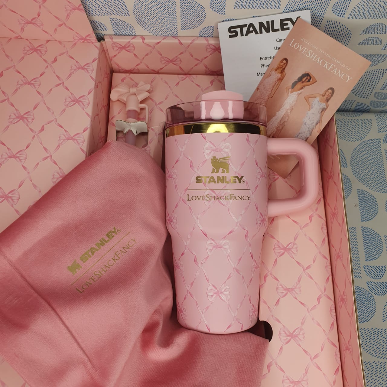 Stanley LoveShackFancy Baby Bow Pink Peppermint Tumbler – 20oz