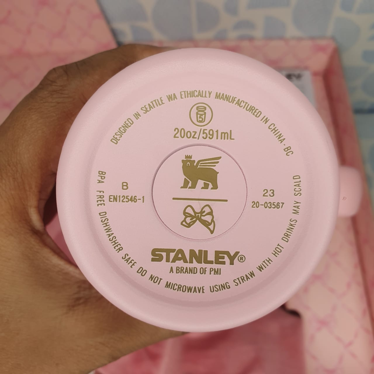 Stanley LoveShackFancy Baby Bow Pink Peppermint Tumbler – 20oz - Image 4