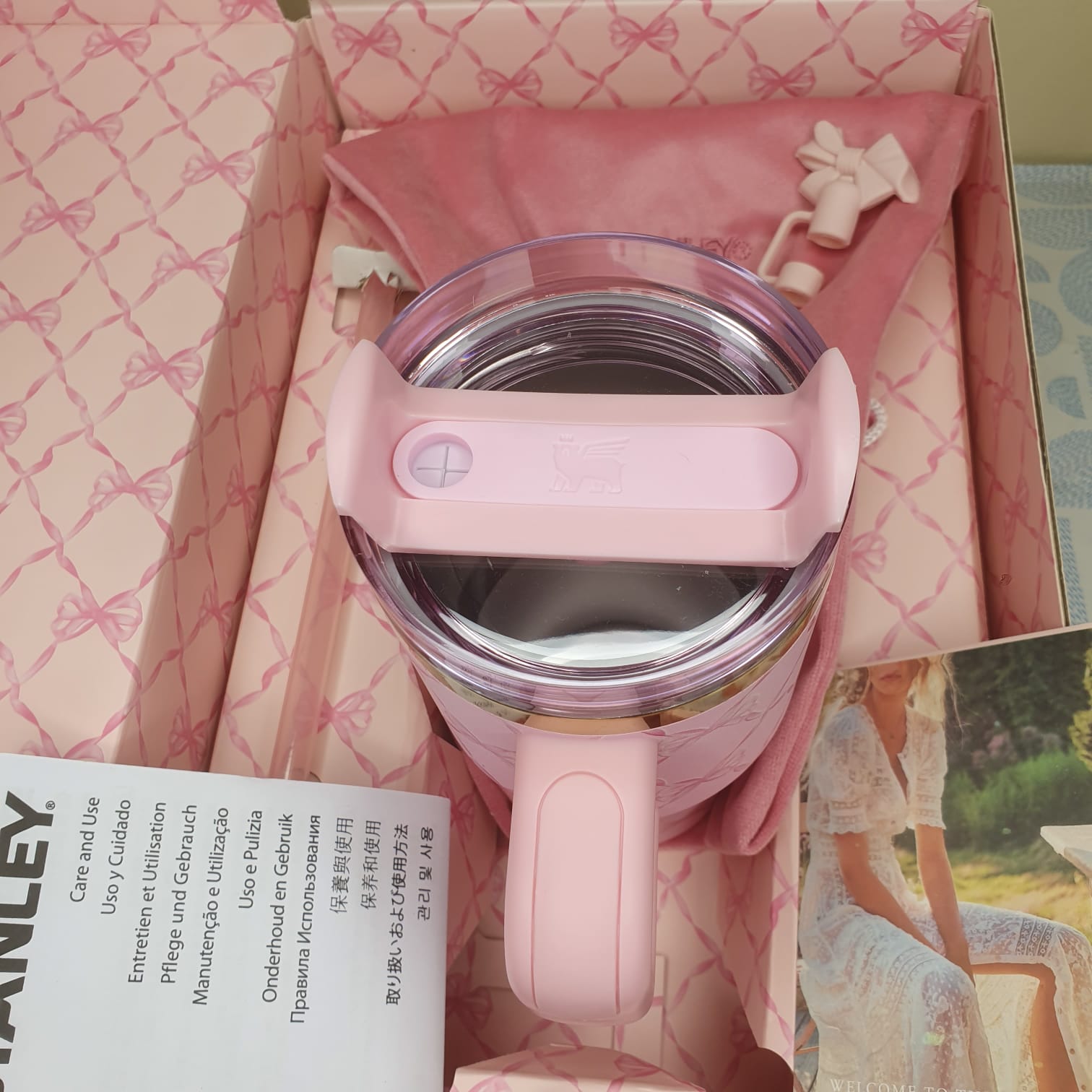 Stanley LoveShackFancy Baby Bow Pink Peppermint Tumbler – 20oz - Image 3
