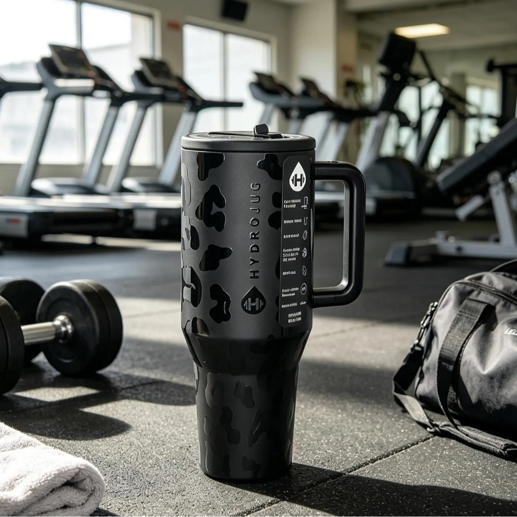 Hydrojug Black Leopard Print Traveler Tumbler 40oz