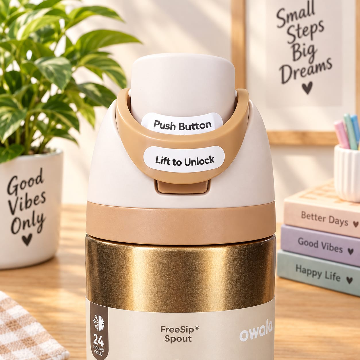 Owala FreeSip Glittering Metallic Gold Water Bottle - 710mL - Image 3